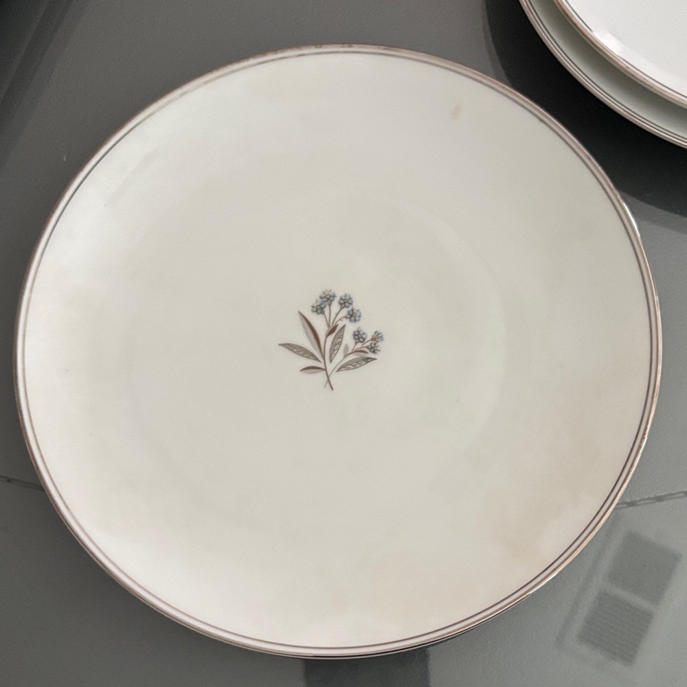 Noritake Bessie 5788  White with blue flowers salad  Plate set of 3